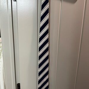 Navy and White Striped Tie